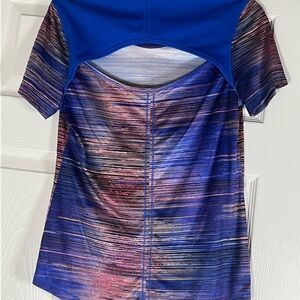 Reel Legends Blue and pink shirt with Cut Out Design